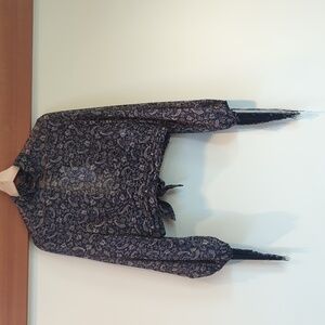 Zara Western Sheer with Tassel Detail Crop Open Back Shirt